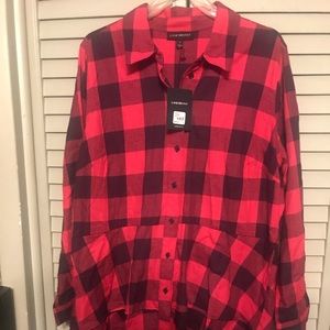Long tail checkered blouse